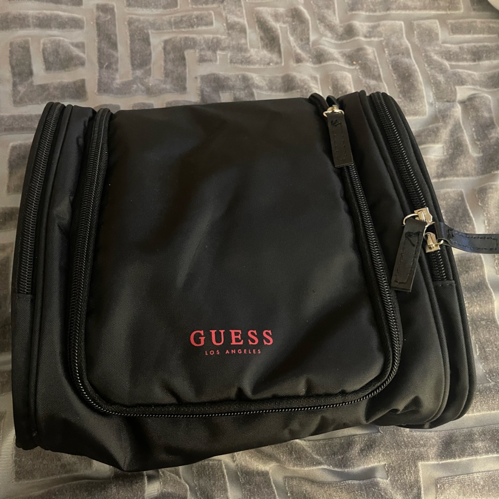 GUESS Black Toiletry Bag NWOT with Red Logo